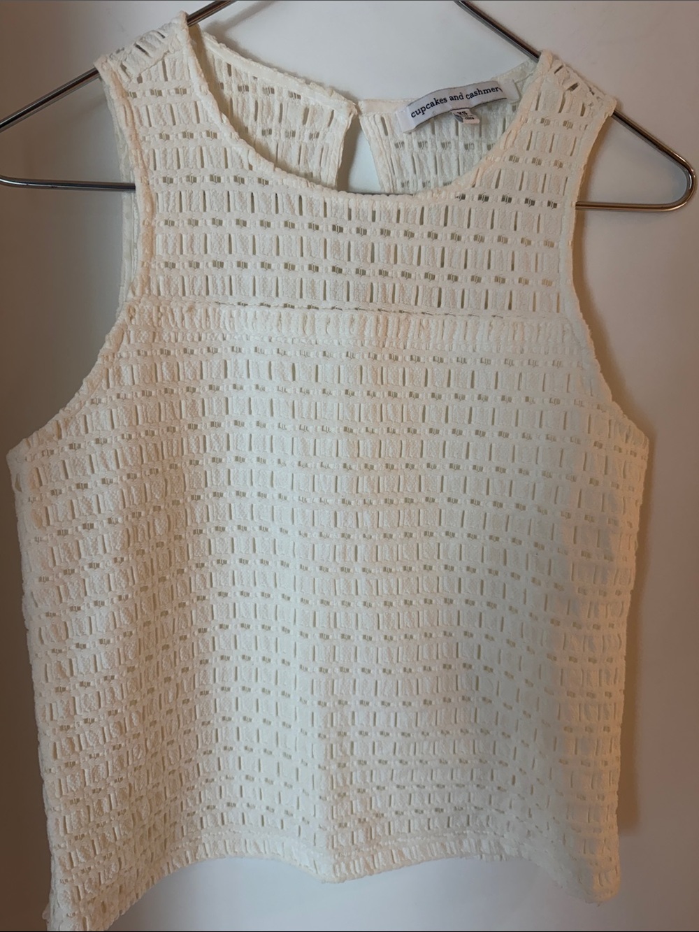 cupcakes & cashmere Cream Open-Weave Sleeveless Knit Top XS